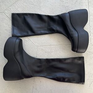 Black Platform Knee-High Boots